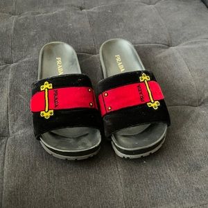 Prada Velvet Slides